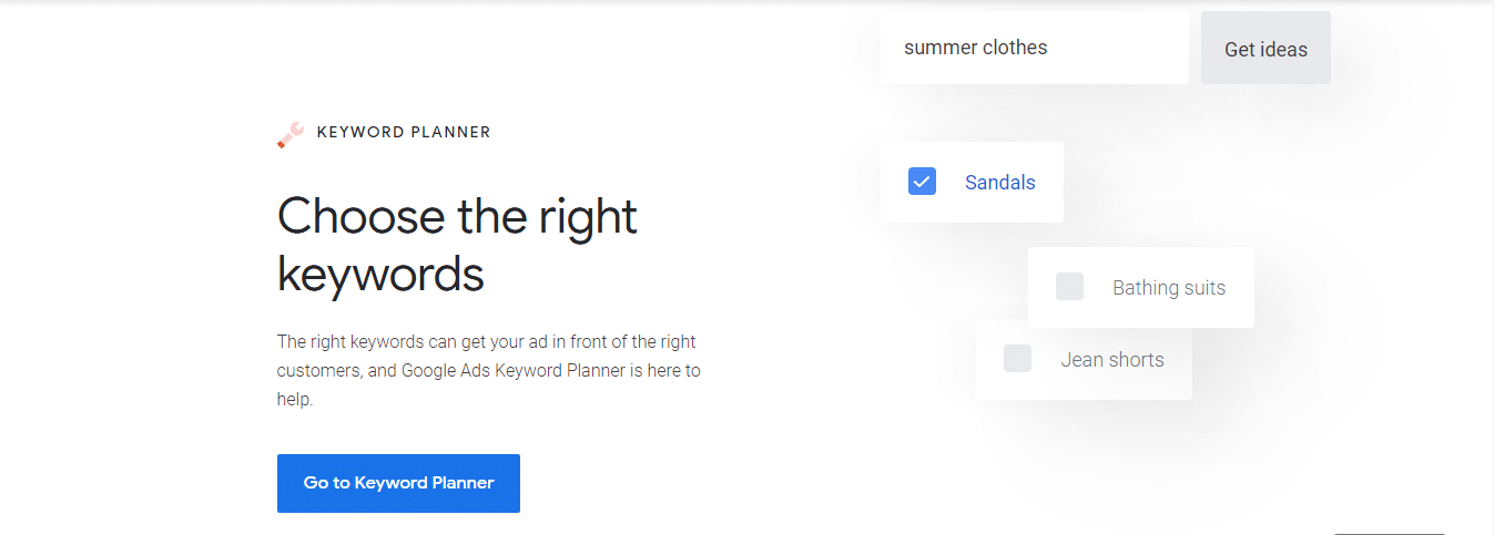 google keyword's planner
