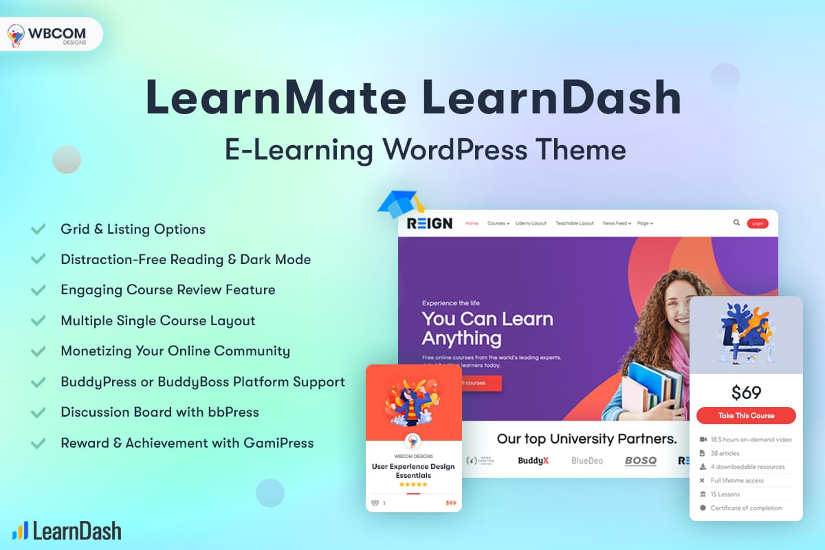 wp theme for e-learning sites