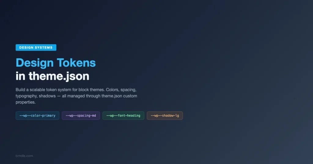 Design token system in theme.json for maintainable WordPress block themes